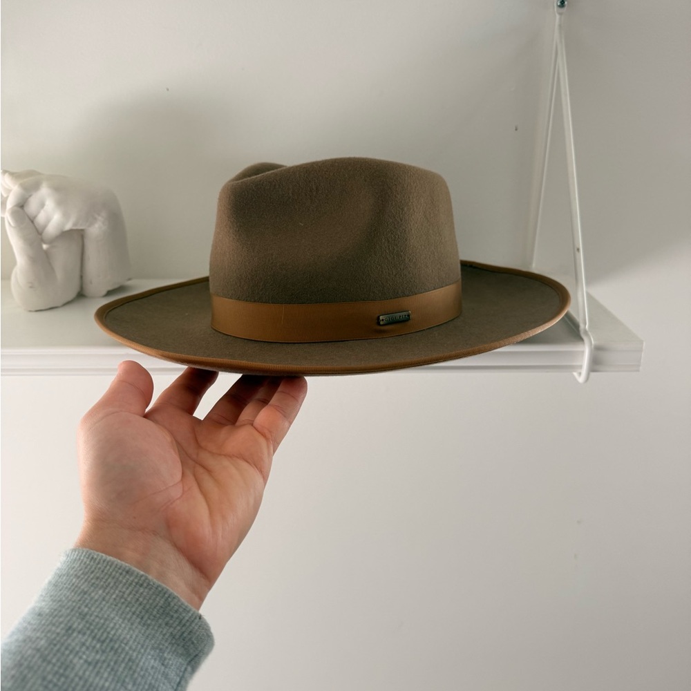Gigi Pip Wool Wide Brim Hat 57 S/M Camel Brown